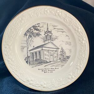 Homer Laughlin commemorative plate of Christian Church of King St Danbury CT